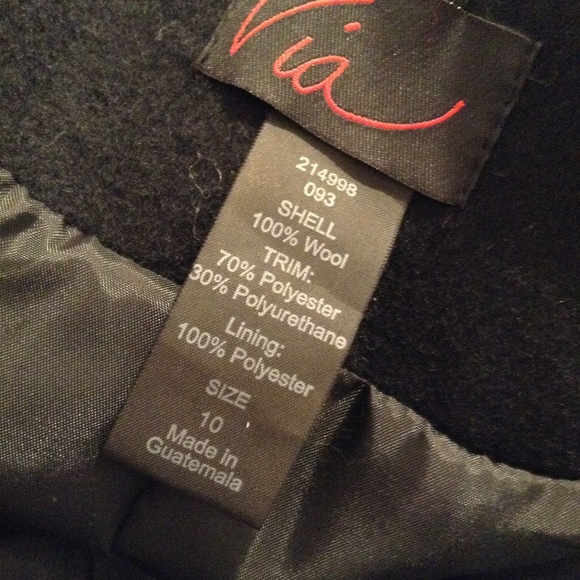 Last Chance for this COAT VIA BLACK WOOL PEA COAT A-LINE DOUBLE BREASTED 6 - Picture 6 of 7